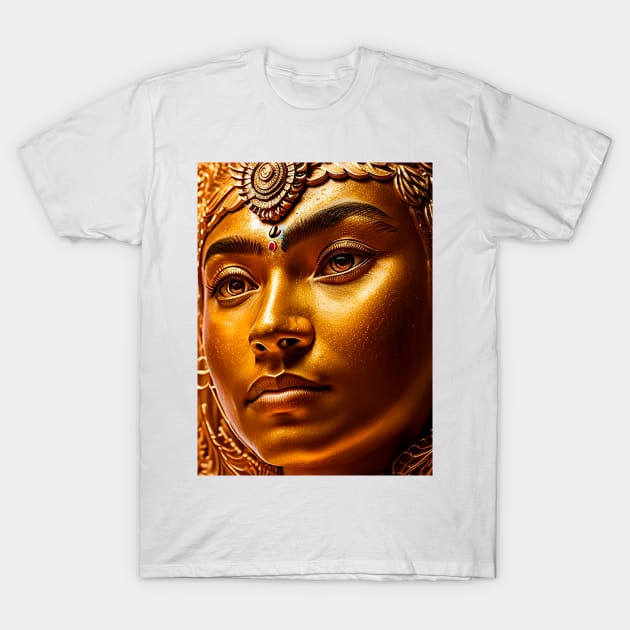 Golden face of the holy youth Buddha T-Shirt by Marccelus